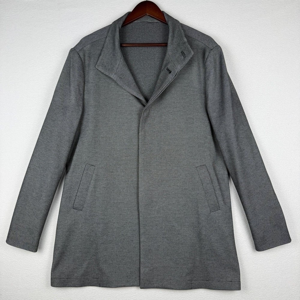 KOAJ Plumy Car Coat Womens Large Gray Super Slim Fit Textured Button Up Jacket
